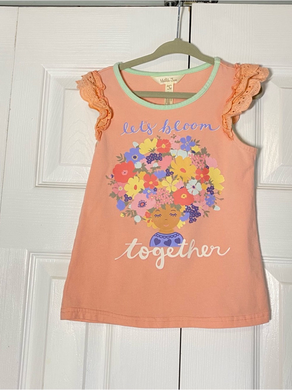 Matilda Jane "Let's Bloom Together" tank top Ruffle Eyelet Peach Mint